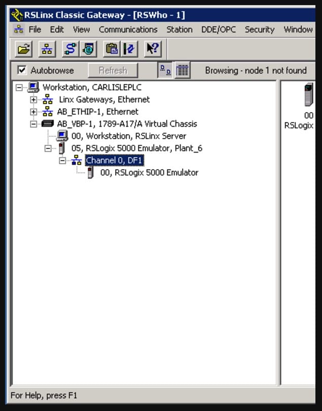 not seeing emulator in rslinx classic
